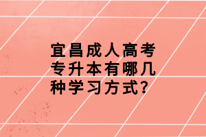 宜昌成人高考專(zhuān)升本有哪幾種學(xué)習(xí)方式？