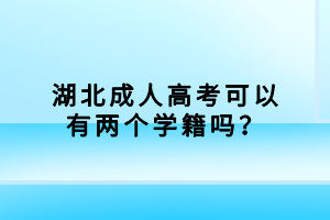 湖北成人高考可以有兩個學籍嗎？
