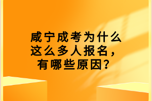 咸寧成考為什么這么多人報名，有哪些原因？