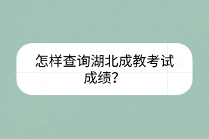 怎樣查詢湖北成教考試成績(jī)？