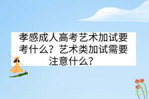 孝感成人高考藝術加試要考什么？藝術類加試需要注意什么？