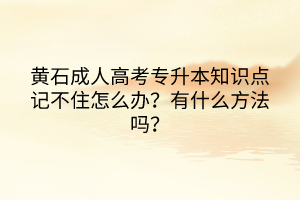 黃石成人高考專升本知識點(diǎn)記不住怎么辦？有什么方法嗎？