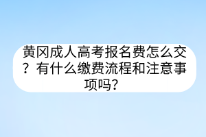 黃岡成人高考報名費怎么交？有什么繳費流程和注意事項嗎？