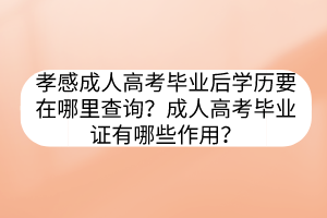 孝感成人高考畢業(yè)后學(xué)歷要在哪里查詢？成人高考畢業(yè)證有哪些作用？
