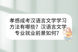 孝感成考漢語(yǔ)言文學(xué)學(xué)習(xí)方法有哪些？漢語(yǔ)言文學(xué)專業(yè)就業(yè)前景如何？