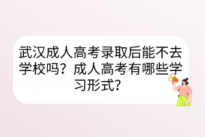 武漢成人高考錄取后能不去學(xué)校嗎？成人高考有哪些學(xué)習(xí)形式？