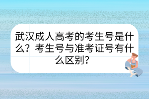 武漢成人高考的考生號(hào)是什么？考生號(hào)與準(zhǔn)考證號(hào)有什么區(qū)別？