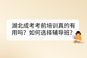 湖北成考考前培訓(xùn)真的有用嗎？如何選擇輔導(dǎo)班？