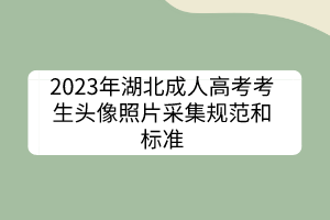 2023年湖北成人高考考生頭像照片采集規(guī)范和標(biāo)準(zhǔn)