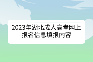 2023年湖北成人高考網(wǎng)上報名信息填報內(nèi)容