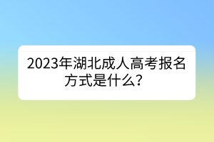 2023年湖北成人高考報(bào)名方式是什么？