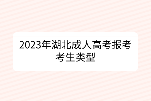 2023年湖北成人高考報(bào)考考生類型