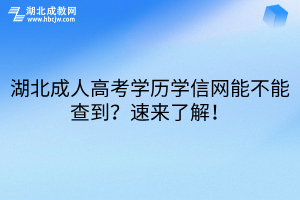 湖北成人高考學(xué)歷學(xué)信網(wǎng)能不能查到？速來(lái)了解！