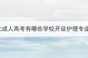 湖北成人高考有哪些學(xué)校開(kāi)設(shè)護(hù)理專業(yè)？