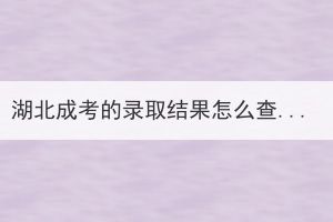 湖北成考的錄取結(jié)果怎么查？