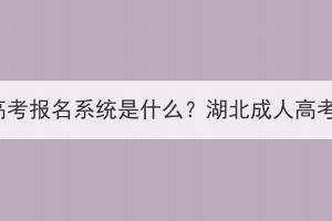 2023年湖北省成人高考報名系統(tǒng)是什么？湖北成人高考報名流程有哪些？