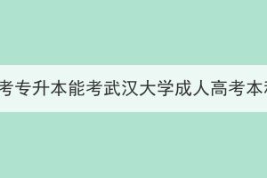 湖北成考專升本能考武漢大學成人高考本科嗎？