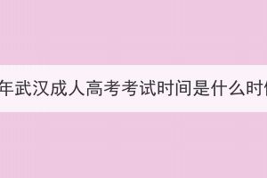 2023年武漢成人高考考試時(shí)間是什么時(shí)候？