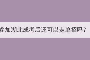 參加湖北成考后還可以走單招嗎？