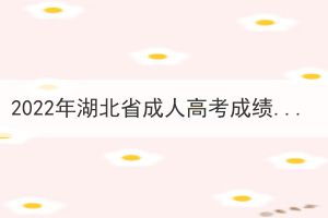 2022年湖北省成人高考成績(jī)查詢公告