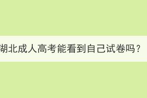湖北成人高考能看到自己試卷嗎？