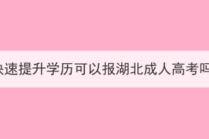 想快速提升學歷可以報湖北成人高考嗎？