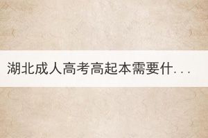 湖北成人高考高起本需要什么條件？
